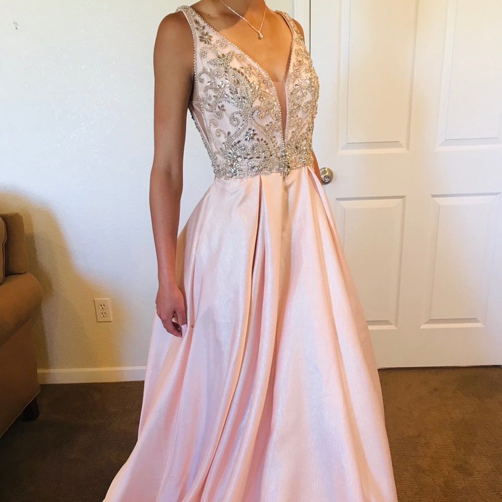 pink coya prom dress